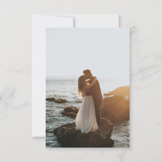 Elegante minimale typografie bruiloft foto Dank u Bedankkaart (Achterkant)