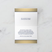 Elegante minimale typografie Marine Blauw, Wit & G Bedankkaart (Binnen)