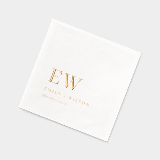 Elegante Minimale Typografie Monogram Custom Weddi Folie Servetten (Links)