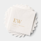 Elegante Minimale Typografie Monogram Custom Weddi Folie Servetten (Insitu (Gestapeld))