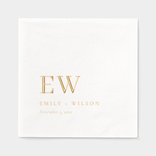 Elegante Minimale Typografie Monogram Custom Weddi Folie Servetten (Voorkant)