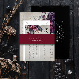 Elegante minimale typografie rode bruiloft uitnodigingen wikkel