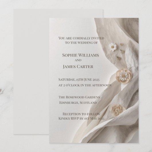 Elegante minimale typografische bruiloft kaart (Voorkant / Achterkant)