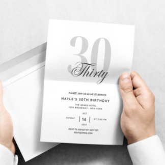 Elegante minimale uitnodiging voor 30e verjaardags