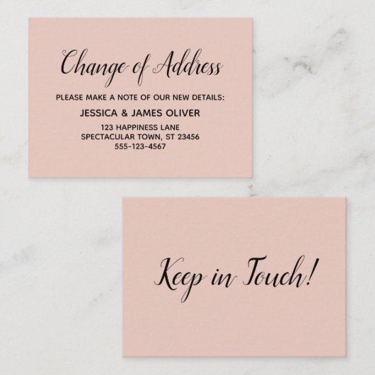 Elegante, minimale verandering van adres Blush Pin Informatiekaartje (Voorkant / Achterkant)