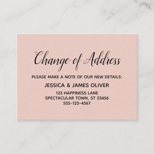 Elegante, minimale verandering van adres Blush Pin Informatiekaartje (Voorkant)