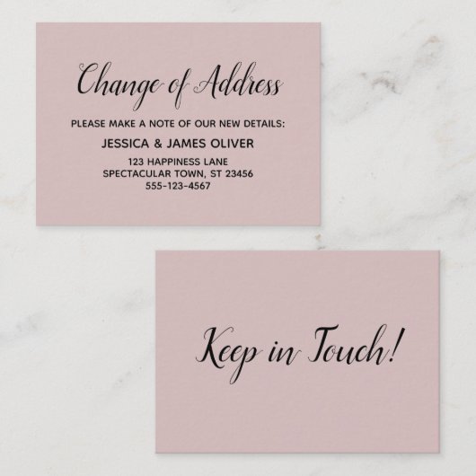 Elegante, minimale verandering van adres Dusty Roo Informatiekaartje (Voorkant / Achterkant)