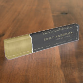 ELEGANTE MINIMALE VETTE FAUX GOUDEN ZWARTE STRIPS NAAMBORDJE (Zijkant)