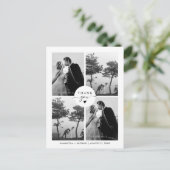 Elegante minimale vier foto bruiloft dank u briefkaart (Staand voorkant)