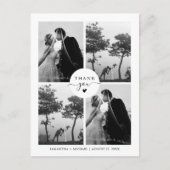 Elegante minimale vier foto bruiloft dank u briefkaart (Voorkant)
