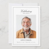 Elegante Minimale Viering van het Leven Funeral Fo Kaart (Voorkant)