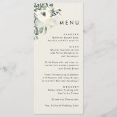 Elegante Minimale Vintage Crème Bloemige Bruiloft Menu (Voorkant)