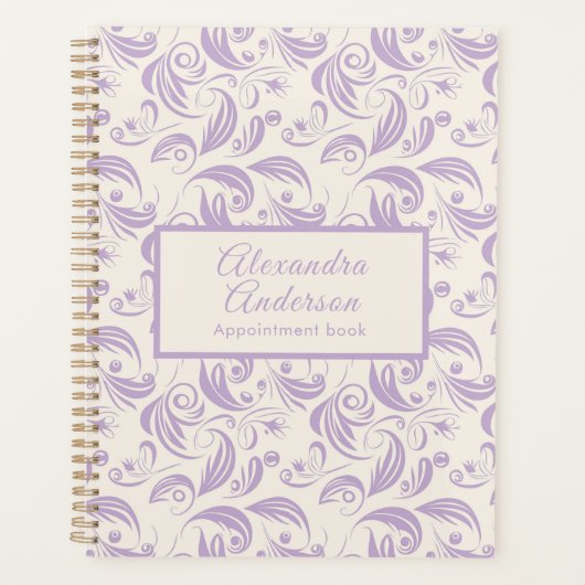 Elegante minimale Violet Bladeren Patroon Wervelsc Planner (Voorkant)