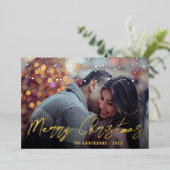 Elegante Minimale Vrolijk Kerstmis Eigen Foto  Folie Feestdagenkaart (Staand Voorkant)