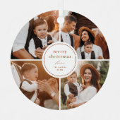 Elegante minimale vrolijke kerst fotocollage metalen ornament (Voorkant)