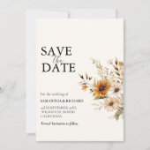 Elegante minimale wilde bloemen trouwkaart Save Th Kaart (Voorkant)
