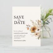Elegante minimale wilde bloemen trouwkaart Save Th Kaart (Staand voorkant)