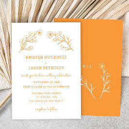 Elegante minimale Wildflower bruiloft uitnodiging