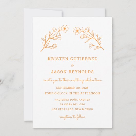 Elegante minimale Wildflower bruiloft uitnodiging (Voorkant)