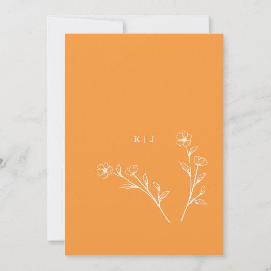 Elegante minimale Wildflower bruiloft uitnodiging (Achterkant)