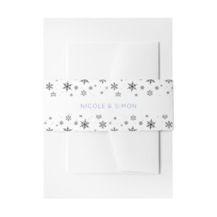 Elegante minimale winter sneeuwvlokken patroon bru uitnodigingen wikkel