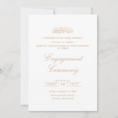Elegante minimale Wit Goud Moslim Verlovingsfeest Kaart (Voorkant)