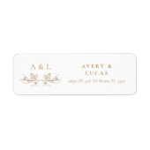 Elegante minimale witgouden monogram bruiloft reto etiket (Voorkant)