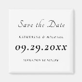 Elegante minimale witte bruiloft save the date magneet (Voorkant)