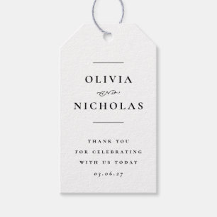 Elegante minimale zwart-wit bruiloft cadeaulabel
