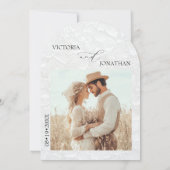 Elegante minimale zwart-wit bruiloft kaart (Achterkant)