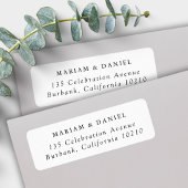 Elegante minimale zwart wit bruiloft retour adres etiket