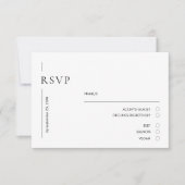 Elegante minimale zwart-wit bruiloft RSVP kaartje (Voorkant)