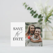 Elegante minimale zwart wit bruiloft Save the date Aankondigingskaart (Staand voorkant)