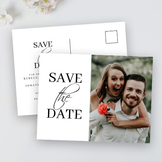 Elegante minimale zwart wit bruiloft Save the date Aankondigingskaart
