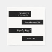 Elegante minimale zwart-wit chique 50e verjaardag servet (Voorkant)