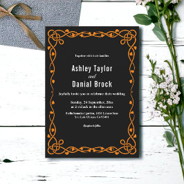 Elegante minimale zwart-wit chique Lijst bruiloft Kaart