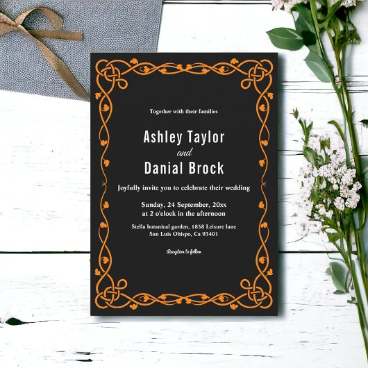 Elegante minimale zwart-wit chique Lijst bruiloft Kaart