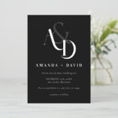 Elegante minimale zwart-wit eenvoudige bruiloft kaart (Staand voorkant)