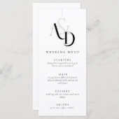 Elegante minimale zwart-wit eenvoudige bruiloft menu (Voorkant / Achterkant)