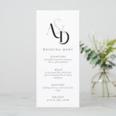 Elegante minimale zwart-wit eenvoudige bruiloft menu (Staand voorkant)