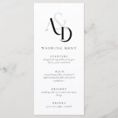 Elegante minimale zwart-wit eenvoudige bruiloft menu (Voorkant)