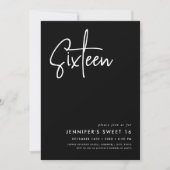 Elegante minimale zwart wit foto zoet 16 kaart (Voorkant)