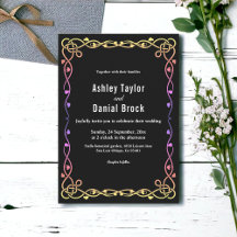 Elegante minimale zwart-wit gloed Lijst bruiloft