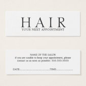 Elegante minimale zwart wit haar afspraak mini visitekaartjes (Voorkant /achterkant)