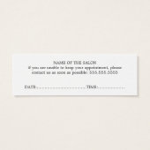 Elegante minimale zwart wit haar afspraak mini visitekaartjes (Achterkant)