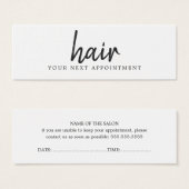 Elegante minimale zwart wit haar afspraak mini visitekaartjes (Voorkant /achterkant)