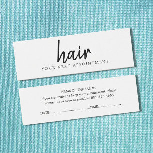 Elegante minimale zwart wit haar afspraak mini visitekaartjes