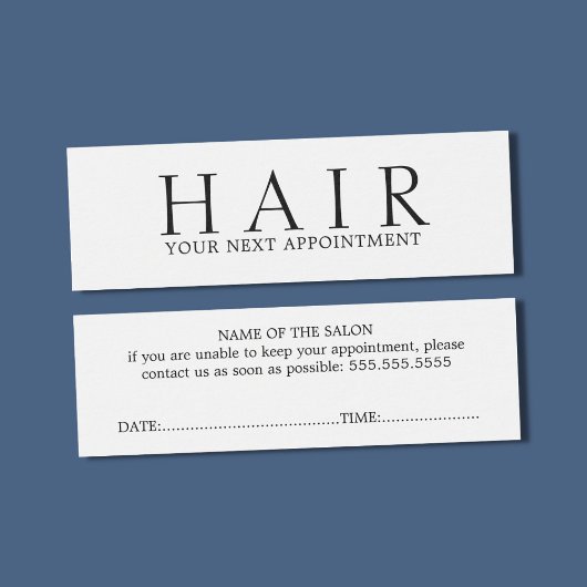 Elegante minimale zwart wit haar afspraak mini visitekaartjes