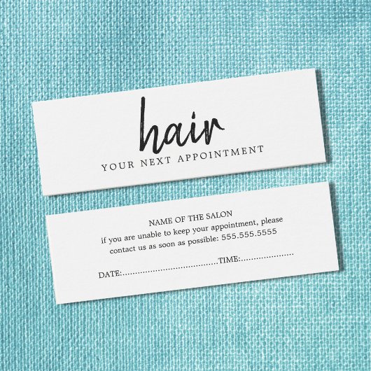 Elegante minimale zwart wit haar afspraak mini visitekaartjes