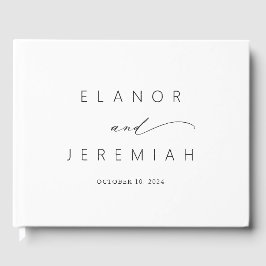 Elegante minimale zwart wit kalligrafie bruiloft gastenboek